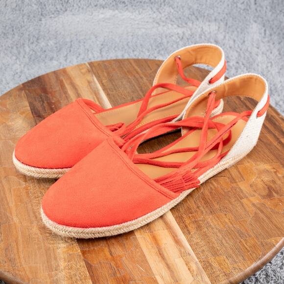 J Crew Espadrilles Size 8 Orange Boho Colorful - Picture 3 of 6